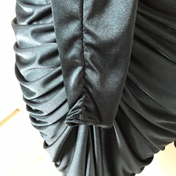 NIGHT MOVES rushed black vintage cocktail elegant Dress S - Picture 10 of 10